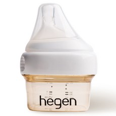 헤겐 유아용 멀티 젖병 60ml + 0단계 꼭지 세트, 화이트(젖병뚜껑), 투명(젖병), 1세트