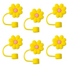 블럭마트 텀블러 액세서리 실리콘 마개 데이지꽃, 옐로우, 6개