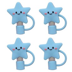 블럭마트 귀여운 텀블러 마개, 블루스타, 4개