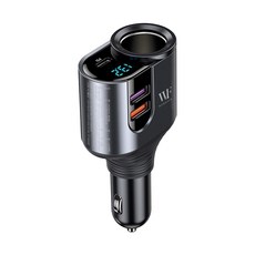 WORKFIX 渥克斯 大功率四孔車用快充CarQC01，180W大功率，PD 30W快充，360°旋轉，12-24V車型適用, 鐵灰色, 單一產品