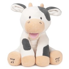 魔法城堡會動的玩具唱歌的音賣乳牛, 1個, 25cm, 混色