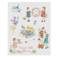 홈데코 홀리데이 십자수 패키지 도안 + 원단 + 실 + 바늘 세트, 혼합색상, 1세트