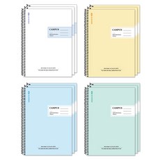 미소로 1000 A5 캠퍼스 노트 2373 4종 x 3p 세트, 화이트, 옐로우, 블루, 민트, 1세트