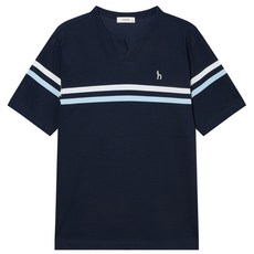 헤지스 남성용 패턴 블록 슬릿넥 티셔츠