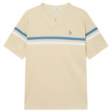 헤지스 남성용 패턴 블록 슬릿넥 티셔츠