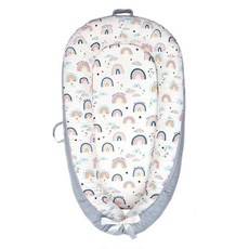 Vanibaby 嬰兒床中床, 4cm厚高密度床墊, 10cm床圍高度, 適用於0-24個月寶寶, 82 x 47 x 10cm, 繽紛彩虹, 1組