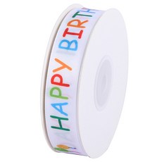 아이엔피 공단 패턴 인쇄 리본 20mm, 01 해피버스데이, 22m, 1개