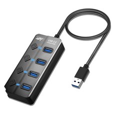 엠비에프 USB 3.0 A타입 4포트 무전원 USB허브 MBF-UH304BK, 블랙