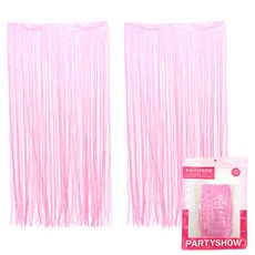 PARTYSHOW 派對裝飾銀箔流蘇窗簾 2入, 1個, 淡粉色