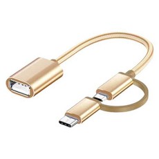 스마트테크 USB 3 A-2in1 C타입 5핀 OTG 젠더, 18cm, 골드, 1개