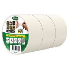 스코라 종이 마스킹 테이프 화이트 48mm x 15m, 3개