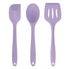 릴리브 실리콘 조리도구 3종 세트, 요리스푼 + 스파츌라 + 뒤집개, 퍼플, 1세트