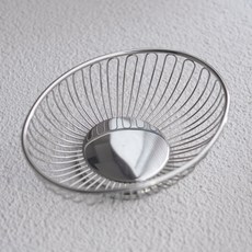 Villateu不鏽鋼線條橢圓形置物籃, 1個, 單色