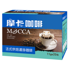 MOCCA 摩卡 法式烘焙濾掛咖啡, 11g, 20包, 1盒
