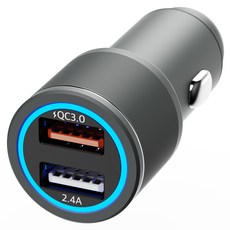 오어스 USB A타입-USB A타입 38와트 Q.C 3.0 / PD 3.0 차량용 고속 시거잭 충전기, 실버