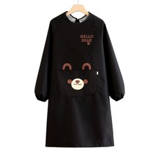 데이소이 헬로우 베어 미술 앞치마 긴팔형, 블랙, ONE SIZE