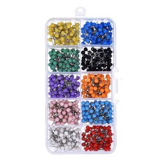 圓形彩色珠飾別針 10 種 x 60p 套裝 4W246, 混色, 1組