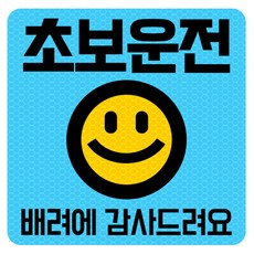 고휘도 반사 자석 탈부착 스티커 초보운전, 블루/ 정사각 스마일, 1개 블루/ 정사각 스마일, 1개