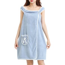 Dajongdagom女款容易穿著的魔鬼氈浴袍, 1個, 藍色