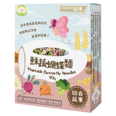 NATURMI 幸福米寶 鮮蔬蝴蝶麵，綜合蘋果口味，90g，寶寶餐桌新寵, 綜合蔬果, 1盒
