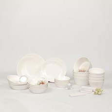 파울러스 심플 4인 반상기 식기세트 26p, 화이트, 1세트, 공기 4p + 대접 4p + 찬기 소 4p + 찬기 중 4p + 찬기 대 2p + 접시 소 2p + 접시 중 2p + 수저받침 4p