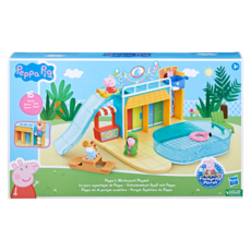 Hasbro 孩之寶 Peppa Pig 粉紅豬小妹 佩佩的水上樂園 15件遊戲組, 雙面設計, 含游泳池和滑梯, 1組