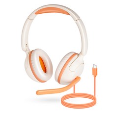 코시 C타입 패브릭 청력보호 어학용 마이크 헤드셋, HS4124C, orange