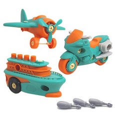 Joy Kids DIY 車輛製作創意工具玩具車 3 件套, 隨機出貨(綠色、橘色)