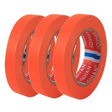 iQIHAN 칼라 마스킹 종이테이프 15mm x 15m, 오렌지, 3개