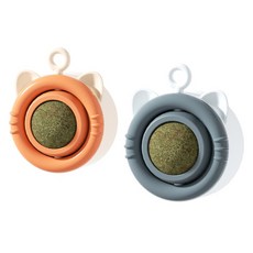 DING DONG PET 2 件組貓貓臉旋轉貓薄荷球玩具, 1組, B組(橙、灰)
