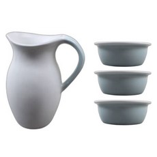 Dalsalt 3人陶瓷馬格利酒瓶+3杯套裝, 白+藍, 1組