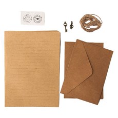 Make Hobby 高品質牛皮紙復古文具信封包裝套裝, 行(信紙)、隨機出貨(貼紙), 1組