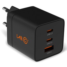 랩씨 65W PD PPS 멀티 3포트 초고속 충전기, 1개, 블랙