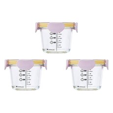 락앤락 리틀럽 디어 밀폐캡 원형 이유식 용기, 260ml, 라벤더, 3개