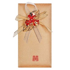 Maket Gamseong 紅色信封緞帶裝飾信封金雲金箔珍珠花, 1個