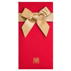 Maket Gamseong 紅色信封緞帶裝飾信封紅金絲帶, 1個