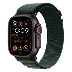 Apple 정품 2024 애플워치 Ultra 2 티타늄 알파인 루프, 49mm, GPS+Cellular, 블랙 / 다크 그린, Medium