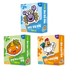 투칸 해양 + 과일 + 농장 맞추기 직소 퍼즐 3종 세트, 혼합색상, 14피스, 1개