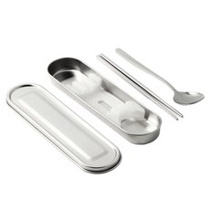 Maxcook 不銹鋼便當餐具 + 靜音餐具盒套裝, 單色, 1組, 勺子+筷子+分離型無噪音架+收納盒