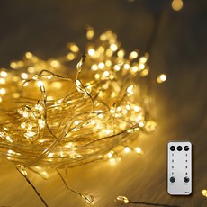 홈트너 크리스마스 트리전구 감성조명 지네 좁쌀전구 300구 점멸기 + 리모컨 세트, 주광색(투명선), 1세트
