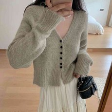 앤드스타일 여성용 아넬 브이 크롭 긴팔 니트 가디건 263667