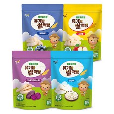 짱죽 유아용 헬로퍼프짱 유기농 쌀떡뻥 25g x 4종 세트, 1세트, 혼합맛(고구마/백미/블루베리/사과)