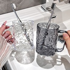 피어니스트 욕실 인테리어 칫솔꽂이 양치컵 2종 세트, 화이트, 그레이, 1세트