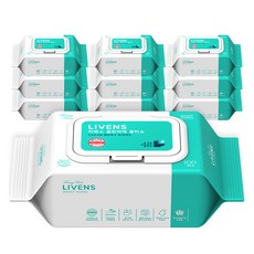 LIVENS 掀蓋型可沖式如側清潔濕紙巾, 55g, 100張, 10包