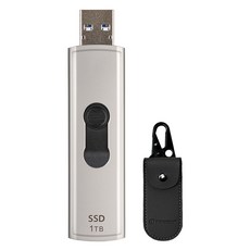 Transcend 創見 滑蓋超小型外接SSD ESD320A+收納袋套裝, 淺灰色 (SSD), 1TB