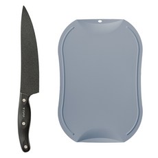도블레 프리미어 셰프 식도 + 도마 대 세트, 블랙(칼), 블루그레이(도마), 1세트