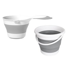 모나코올리브 공간절약 다용도 폴딩바스켓 5L + 롱핸들 폴딩 바가지 세트, 1세트, 그레이