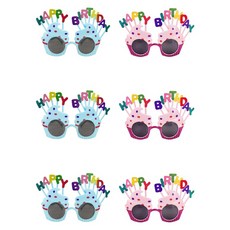 그래다다 해피벌스데이 파티안경 2종 x 3p 세트, 블루, 핑크, 1세트