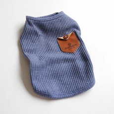 Coco studio 狗狗簡約口袋背心T恤, 藍色, 1個