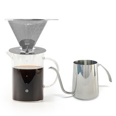 잇츠빈 핸드드립 풀세트, 실버드리퍼 + 드립포트 + 커피서버, 600ml, 1세트 1세트, 실버드리퍼 + 드립포트 + 커피서버